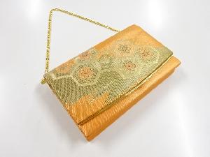 リサイクル　金糸花亀甲模様織り出し和装バッグ